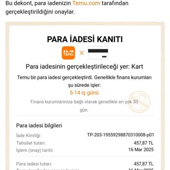 Temu Para İadesi İki Aydır Yapılmadı Banka Kaydı Yok