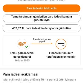 Temu Para İadesi İki Aydır Yapılmadı Banka Kaydı Yok