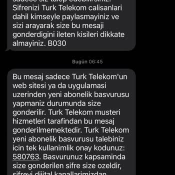 Bilgim Dışında Türk Telekom'dan Abonelik Başvuru Mesajı Geldi