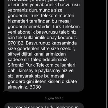 Bilgim Dışında Türk Telekom'dan Abonelik Başvuru Mesajı Geldi