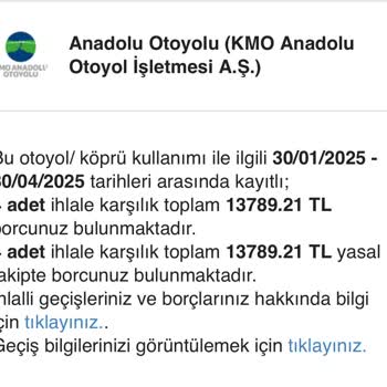Geçiş Ücreti Ödenemedi İcra Takibi Başlatıldı