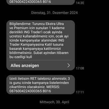 ING Bank'tan İzinsiz Ve Israrlı SMS Gönderimi Mağduriyeti