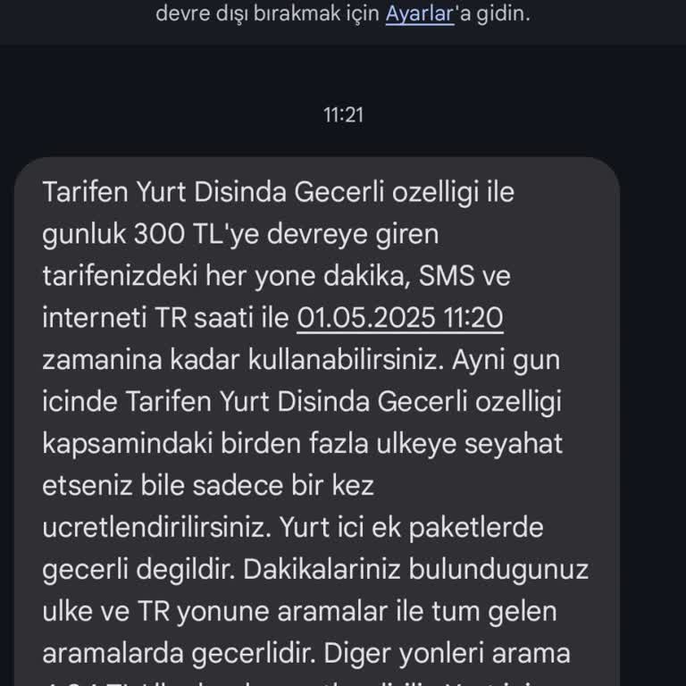 Otomatik Tanımlanan Paket İptali Talebim