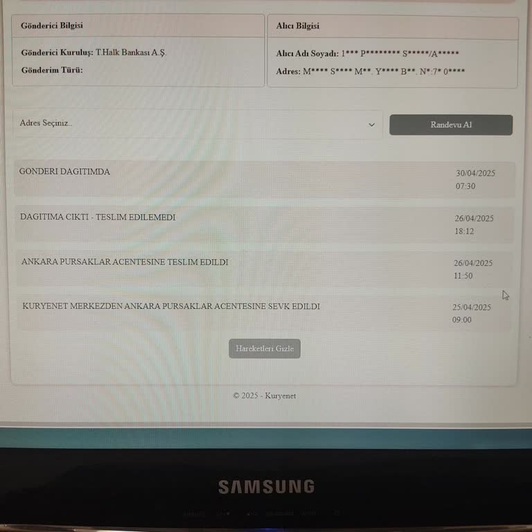 Adres Yetersizliği Nedeniyle Teslim Edilmeyen Gönderiler