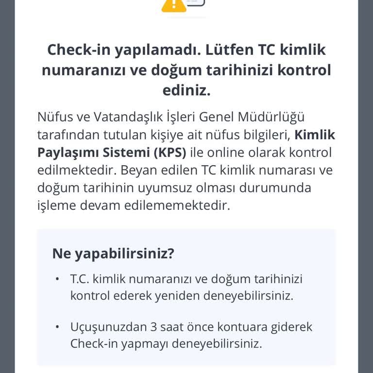 Check-in Sorunu: Kimlik Bilgisi Hatası Ve Yetersiz Destek