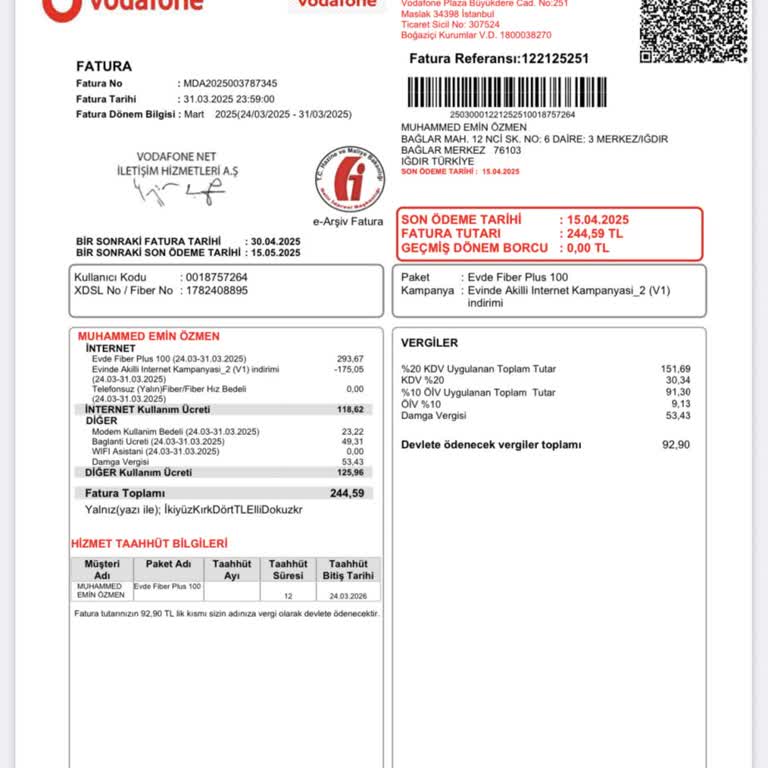 Vodafone Cayma Bedeli Ve Fatura Sözü Tutulmadı Mağdur Edildim