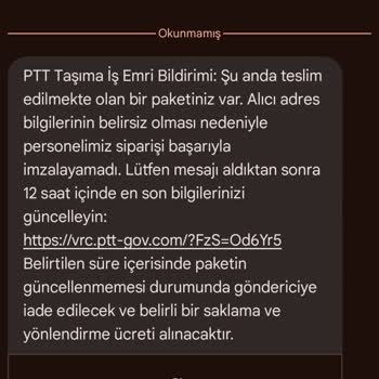 Şüpheli Mesaj Ve PTT Kargo'nun Sorumluluğu