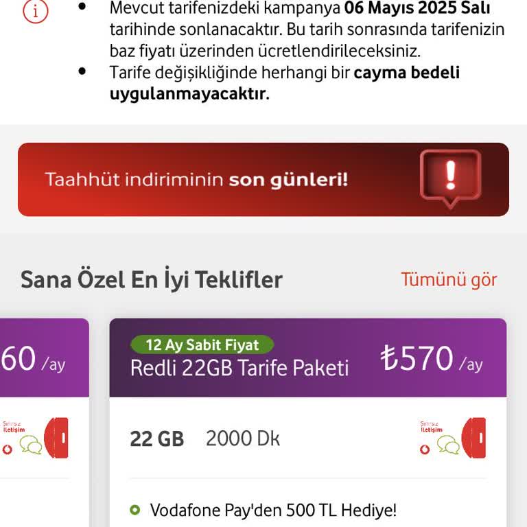 Vodafone'da Tarife Fiyatları Yükseldi, Avantajlar Azaldı