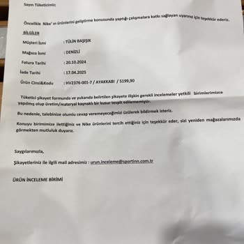 Nike Mağazasından Alınan Ayakkabının Kusuru Giderilmiyor, Müşteri Hizmetleri İlgisiz