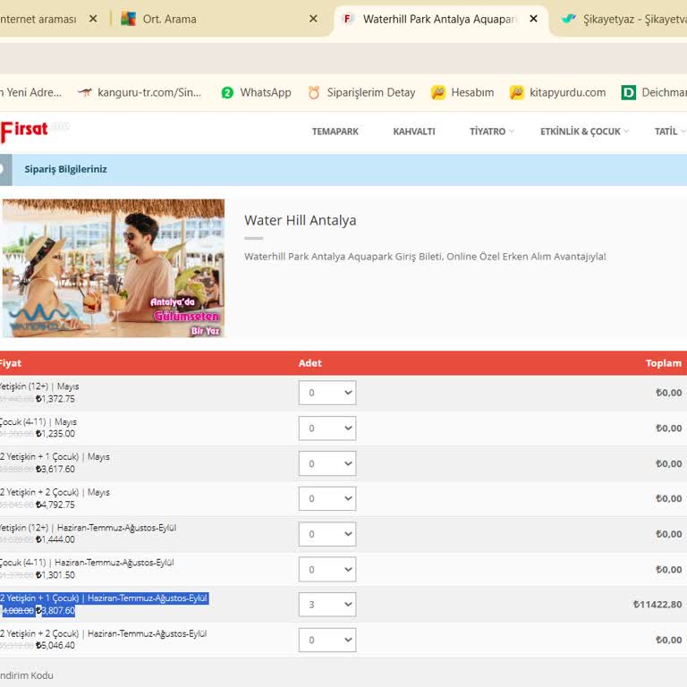 Paket Seçiminde Fiyat Ve Adet Karışıklığı