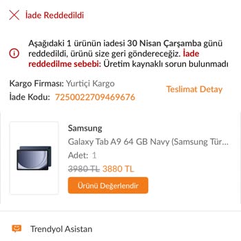 Media Markt'tan Alınan Tablet Arızalı Çıktı İade Kabul Edilmedi