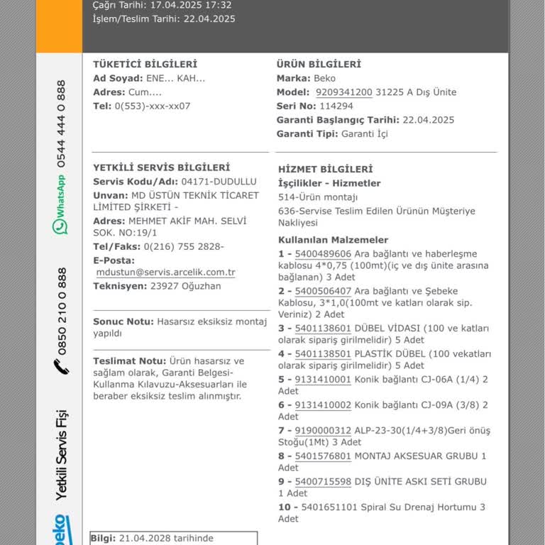 Beko Klima Kurulumunda Arızalı Ürün Ve Süreçte İletişim Sorunu