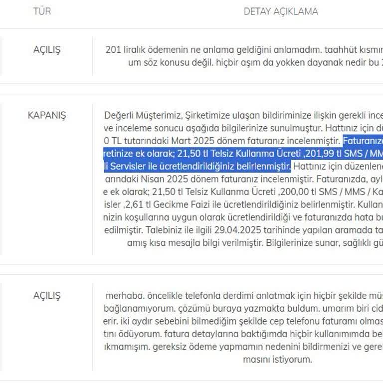 Türk Telekom Faturamda Anlamsız Ek Ücretlendirme Ve Sorunuma Çözüm Bulunamaması