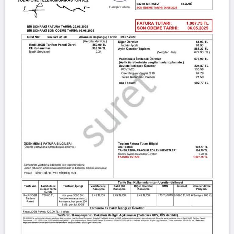 Vodafone'da Bilgim Dışında Yapılan Paket Ve Ücret İadesi Sorunu