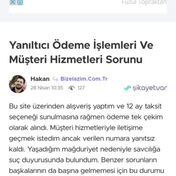 Yanlış Taksit İşlemi Ve Para İadesi Sorunu Yaşadım