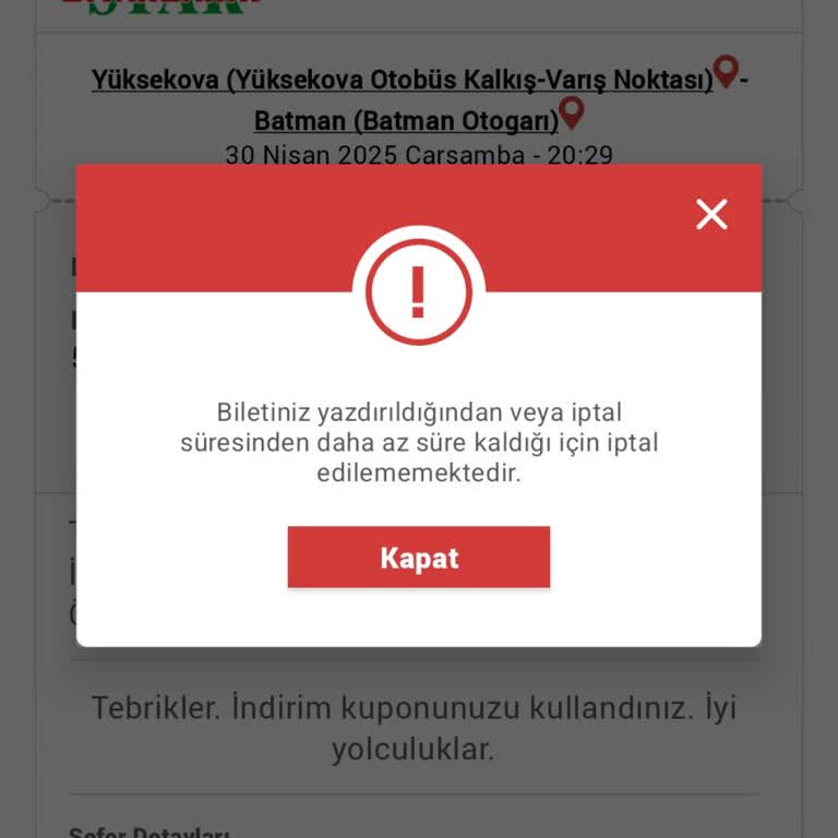 Bilet İptalinde Sistem Engeli Ve İade Sorunu Yaşıyorum
