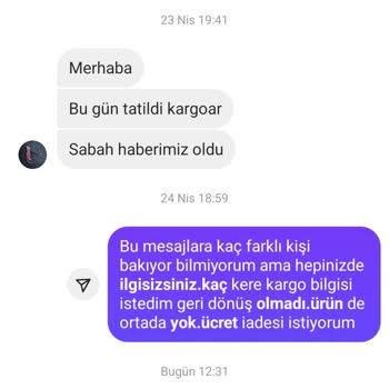 Beden Değişimi Sonrası Ürün Gönderilmedi, İletişim Yok