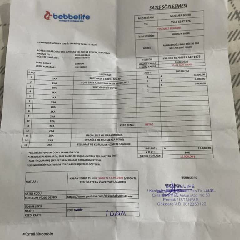 Bebek Odası Siparişim Teslim Edilmedi, Mağazaya Ulaşamıyorum