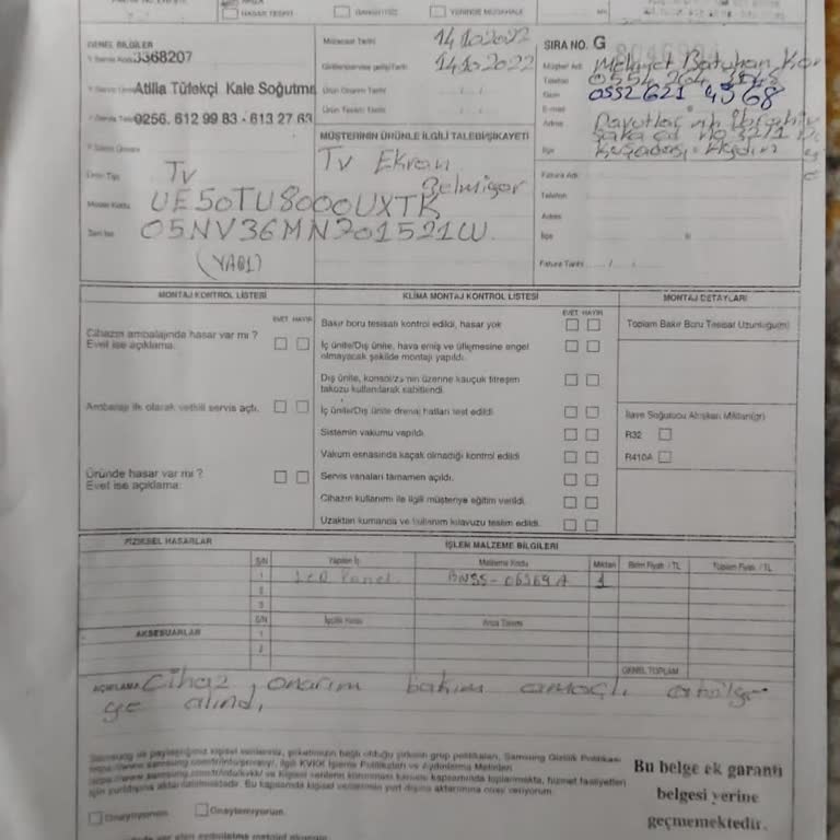Samsung TV'de Tekrarlayan Panel Arızası Ve Değişim Talebi