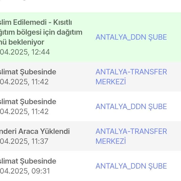 Yurtiçi Kargo Antalya Şubesi Dağıtıma Çıkarılmayan Kargom