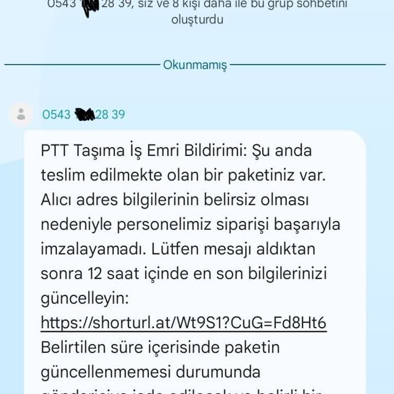 Bilgim Dışında Numaramdan PTT İçerikli SMS Gönderildi