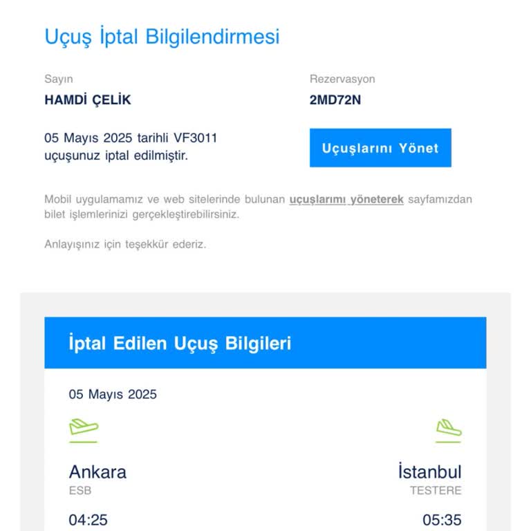 İptal Edilen Uçuş Nedeniyle Mağduriyet Ve Ek Masraflar