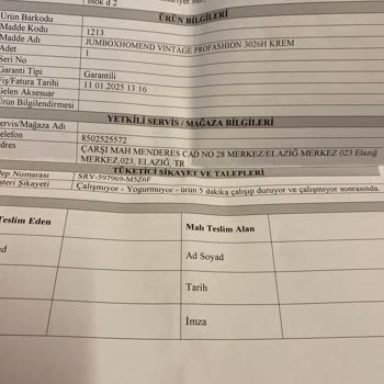 Jumbo Homend Hamur Yoğurma Makinesi Arızalı Çıktı, Değişim Ve İade Süreci Belirsiz