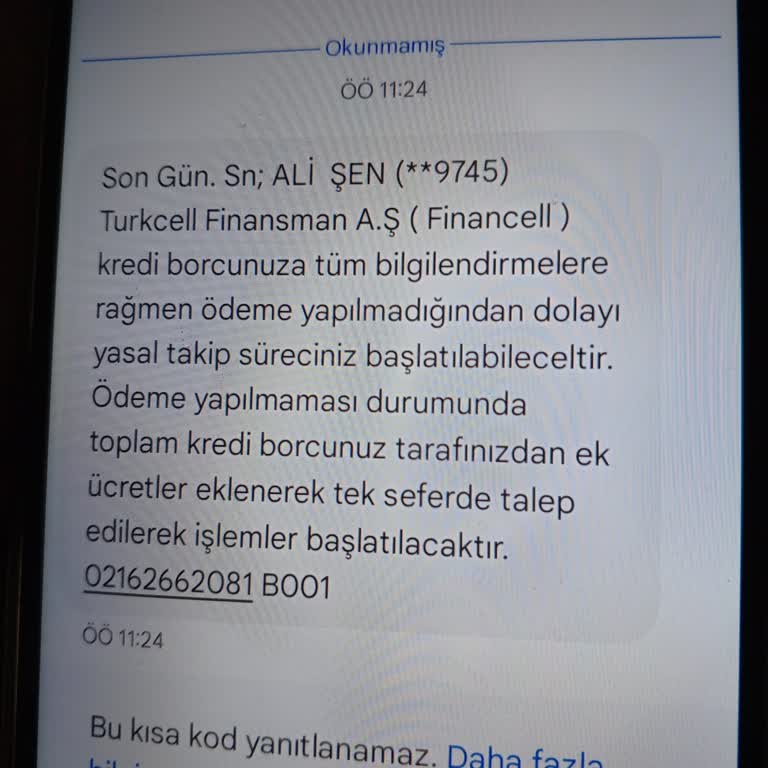 Financell Tarafından Yanlış Kişilere Rahatsız Edici Mesajlar Gönderiliyor