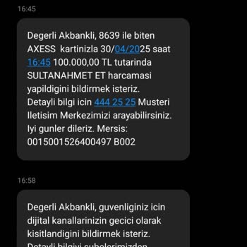 Kredi Kartımdan Bilgim Dışında Yüksek Tutarlı Harcama Yapıldı