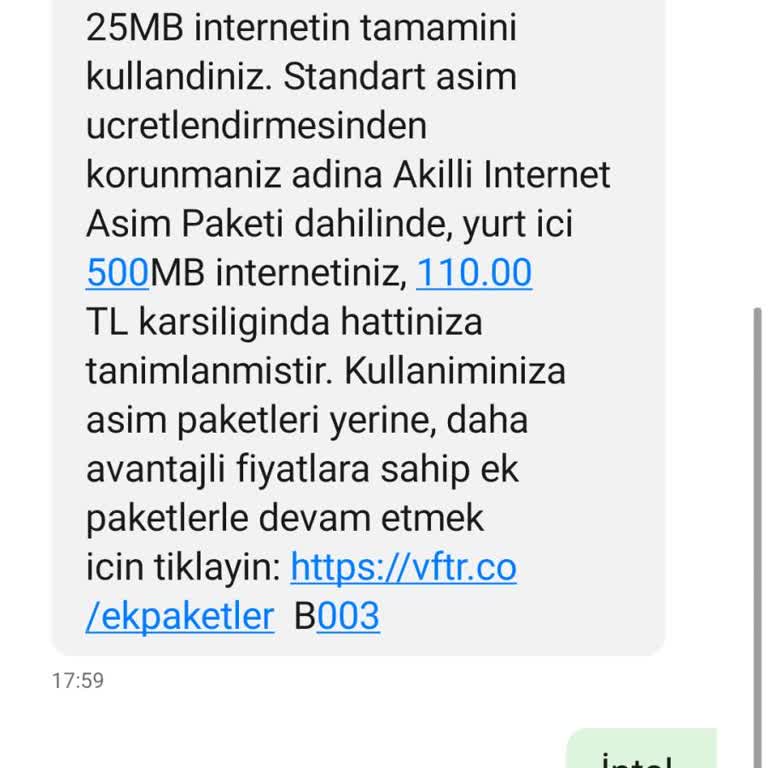 İzinsiz Aşım Paketi Tanımlandı, Müşteri Onayı Alınmadı