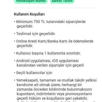 Yemeksepeti Market Kuponumun Son Gününde Kullanılamaması Nedeniyle Mağduriyet Yaşıyorum