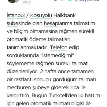 Hesabımda Bilgim Dışında Otomatik Ödeme Talimatı Tanımlanıyor