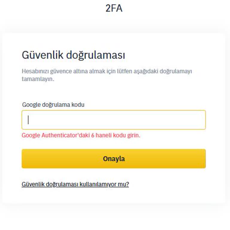 Binance TR Hesabına Girişte Doğrulama Kodu Sorunu