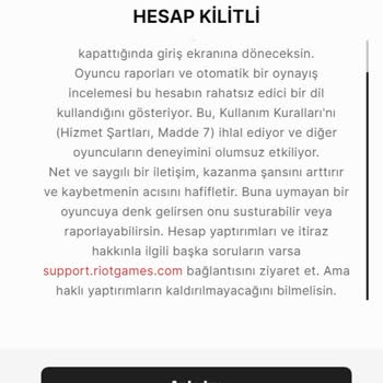 16000 TL’lik Yatırımla Banlanan Valorant Hesabım İçin Destek Alamıyorum