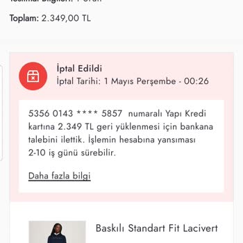 Boyner Online Sipariş İptali Ve Para İadesi Sorunu