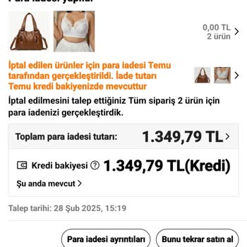 Temu Üzerinden Yaptığım Siparişin İadesi Hâlâ Gerçekleşmedi