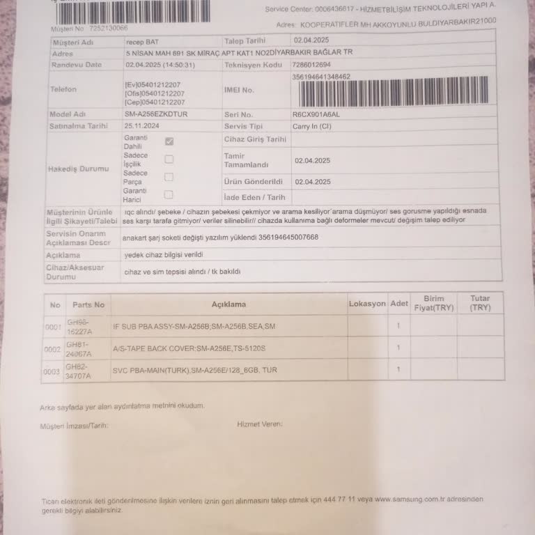 Yeni Alınan Samsung Telefonun Sürekli Arızalanması Ve Hakem Heyeti Sürecinin Uzaması