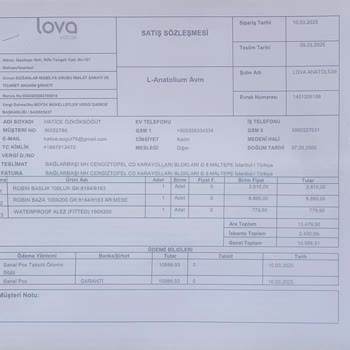 Lova Yataklan'dan Sipariş Edilen Ürünler Zamanında Teslim Edilmedi