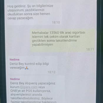 Enpara Kartımla Yapılan Sigorta Harcamasında Taksitlendirme Yapılamıyor Mağduriyet Yaşadım