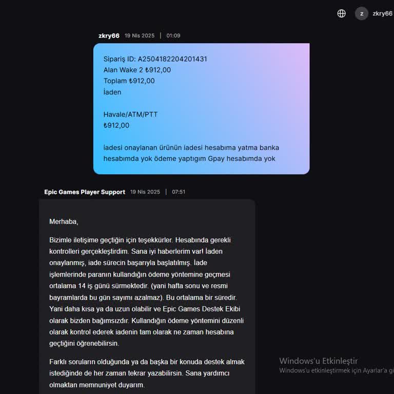 Epic Games Para İadesi Yapılmıyor Ve Canlı Destek Ulaşılamıyor