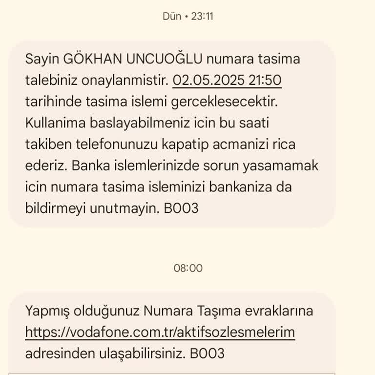 Vodafone Numara Taşıma İptali İçin Yanlış Bilgi Mağduriyeti
