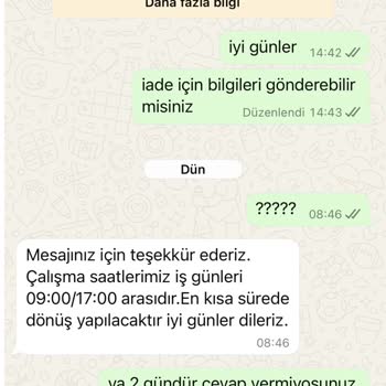 İade Ve Değişim Taleplerine Yanıtsız Kalan Firma