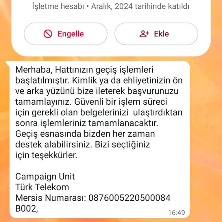 Telefonla Yapılan Tarife Değişikliği Sonrası Kimlik Bilgisi İstendi