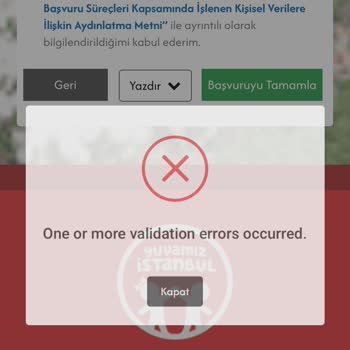 Yuvamız İstanbul Başvuru Sisteminde Sürekli Hata Alıyorum