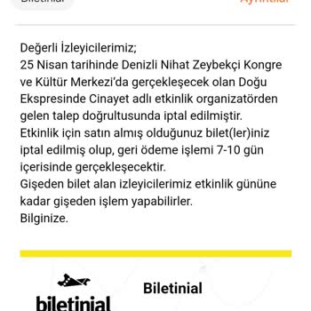 Bilet İadesi Hala Yapılmadı