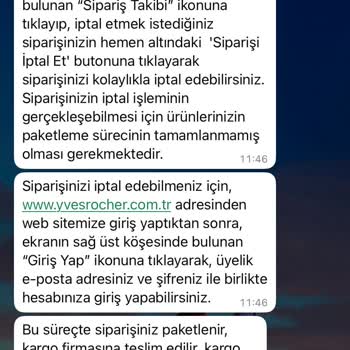 Yves Rocher Yanlış Ürün Siparişi Sonrası İptal Talebime Cevap Alamadım