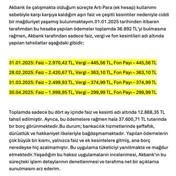 Artı Para Hesabında Yüksek Faiz Ve Kesintiler Nedeniyle Mağduriyet