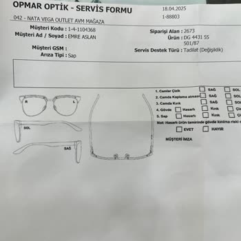 Garanti Süresi Bitmeden Gözlüğüm Tamir Edilmedi