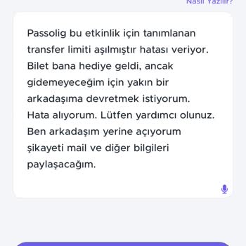 Transfer Limiti Hatası Nedeniyle Bilet Satın Alamıyorum