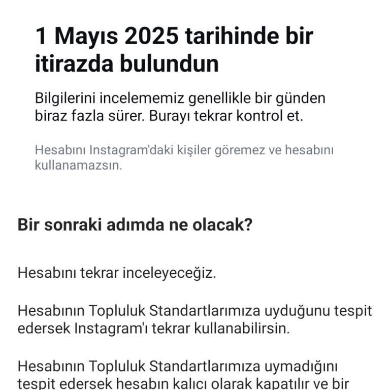 Instagram Hesabımın Nedensiz Askıya Alınması Nedeniyle Mağduriyet Yaşıyorum
